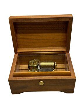 vintage wood music box Reuge rain drop keep fallin' on your head Swiss READ